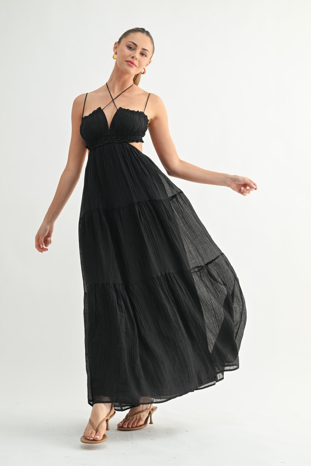 Black Ethereal Tiered Maxi Dress STYLED BY ALX COUTURE Black Ethereal Tiered Maxi Dress STYLED BY ALX COUTURE