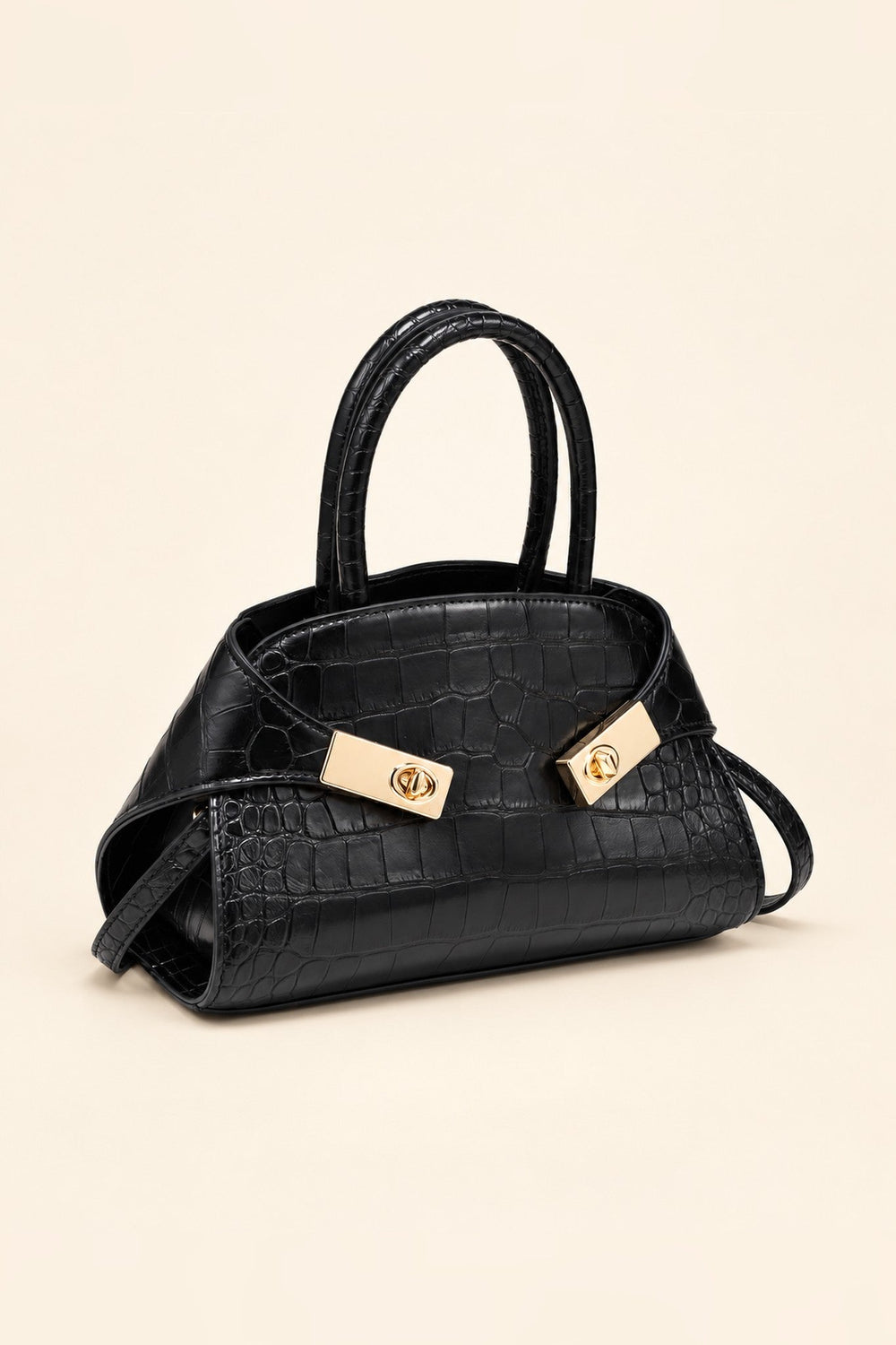 Black Fable Croco Crossbody - STYLED BY ALX COUTUREHandbags