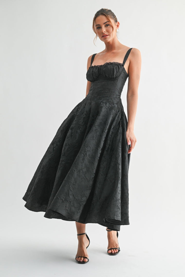 Black Fleur Corset Midi Dress - STYLED BY ALX COUTUREDresses