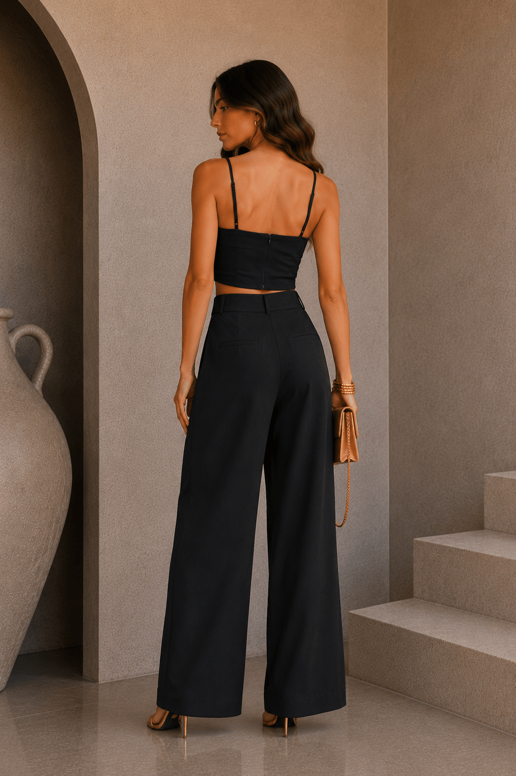 Black Flower Crop Top Pant Set - STYLED BY ALX COUTUREOutfit Sets