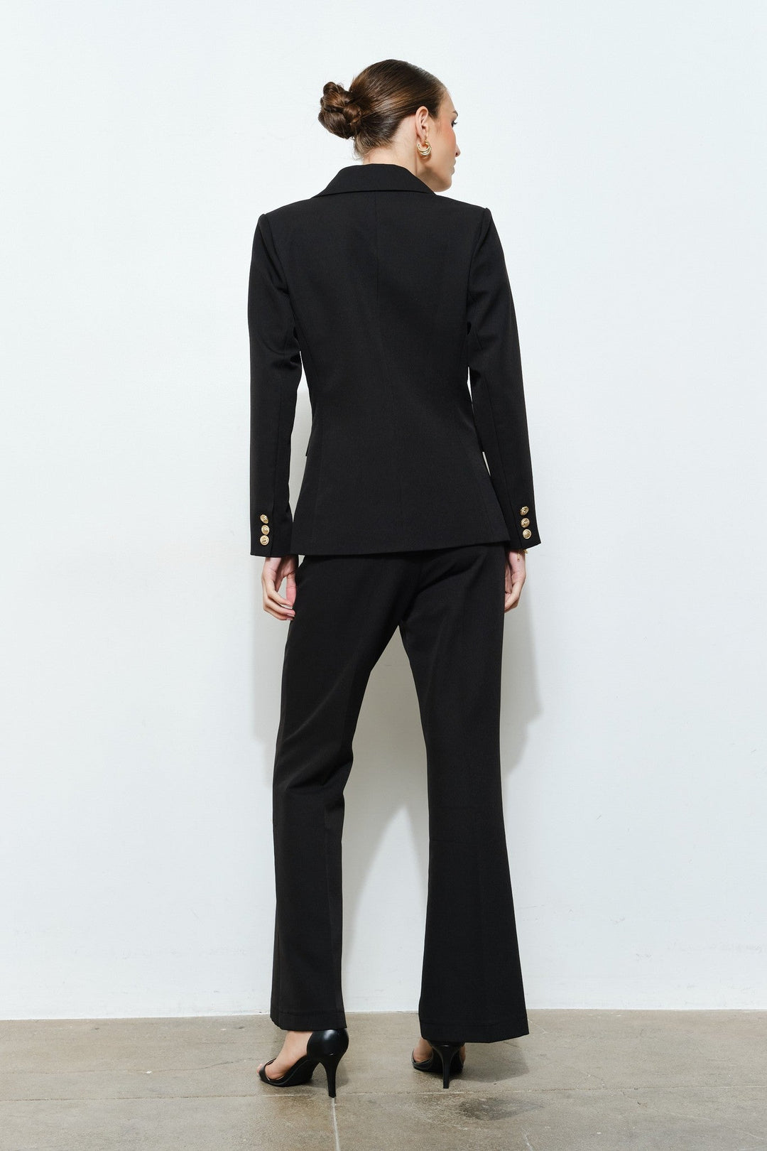Black Gold Button Double Breasted Tailored Blazer - STYLED BY ALX COUTUREOuterwear