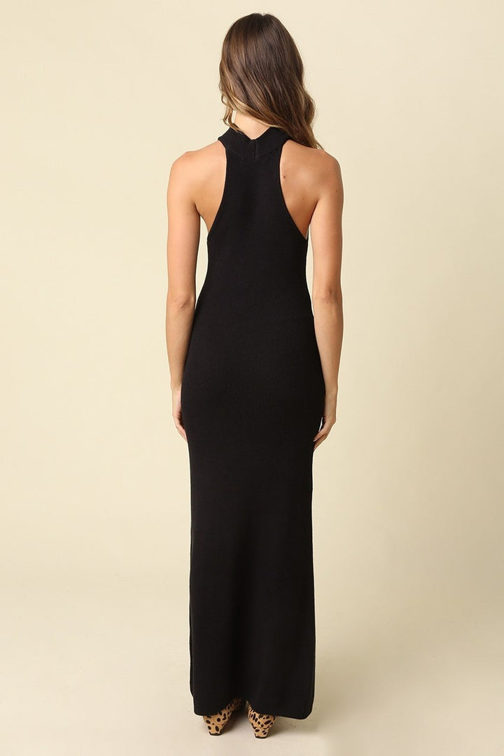 Black Halter Knit Maxi Dress - STYLED BY ALX COUTUREDresses