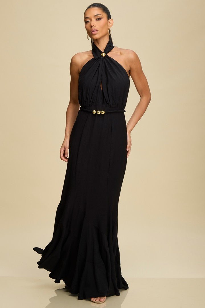 Black Halter Open Back Long Dress - STYLED BY ALX COUTUREDresses