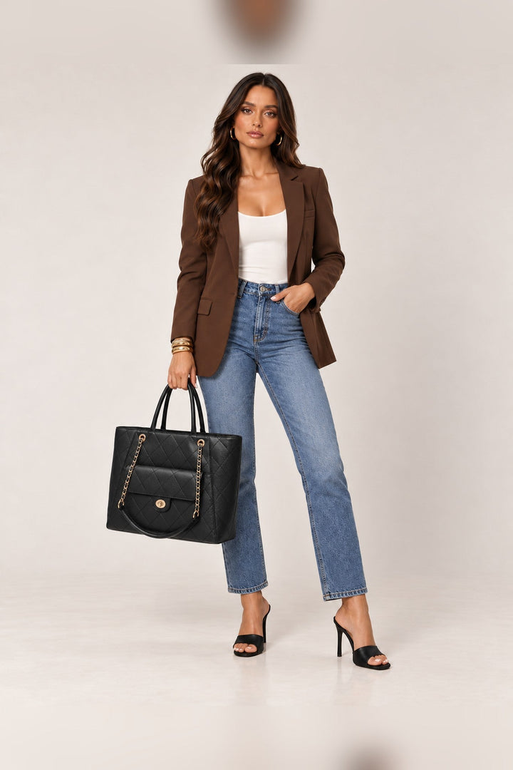 Black Hank Quilted Tote - STYLED BY ALX COUTUREHandbags