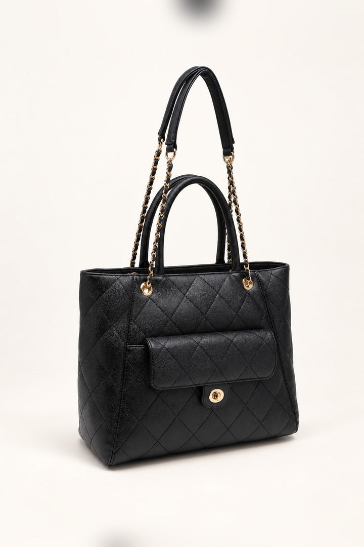 Black Hank Quilted Tote - STYLED BY ALX COUTUREHandbags
