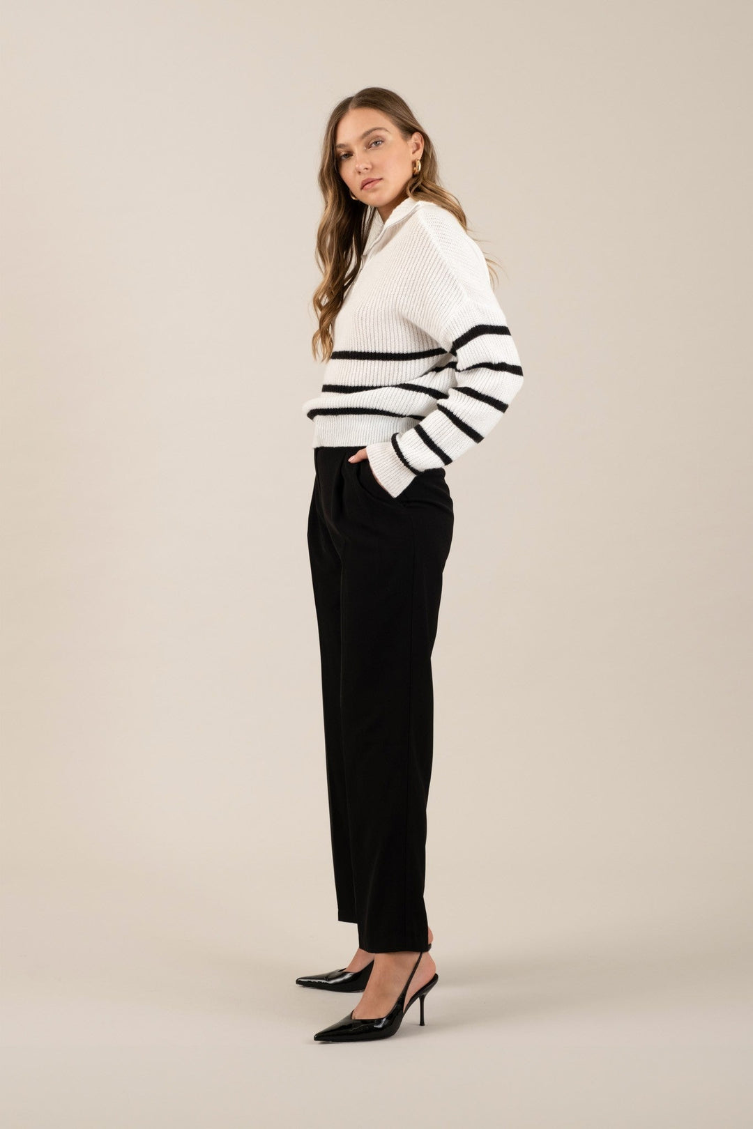 Black High Waist Pleated Wide Leg Dress Pants - STYLED BY ALX COUTUREPants