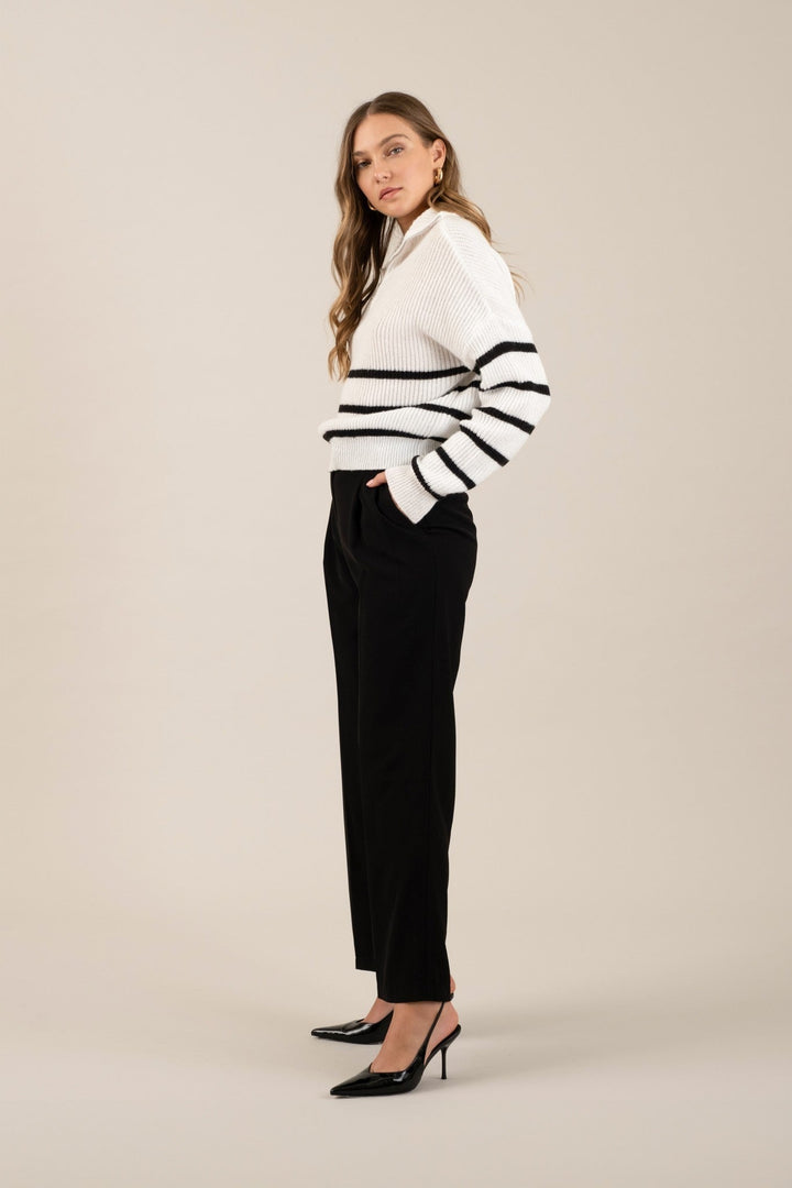 Black High Waist Pleated Wide Leg Dress Pants - STYLED BY ALX COUTUREPants