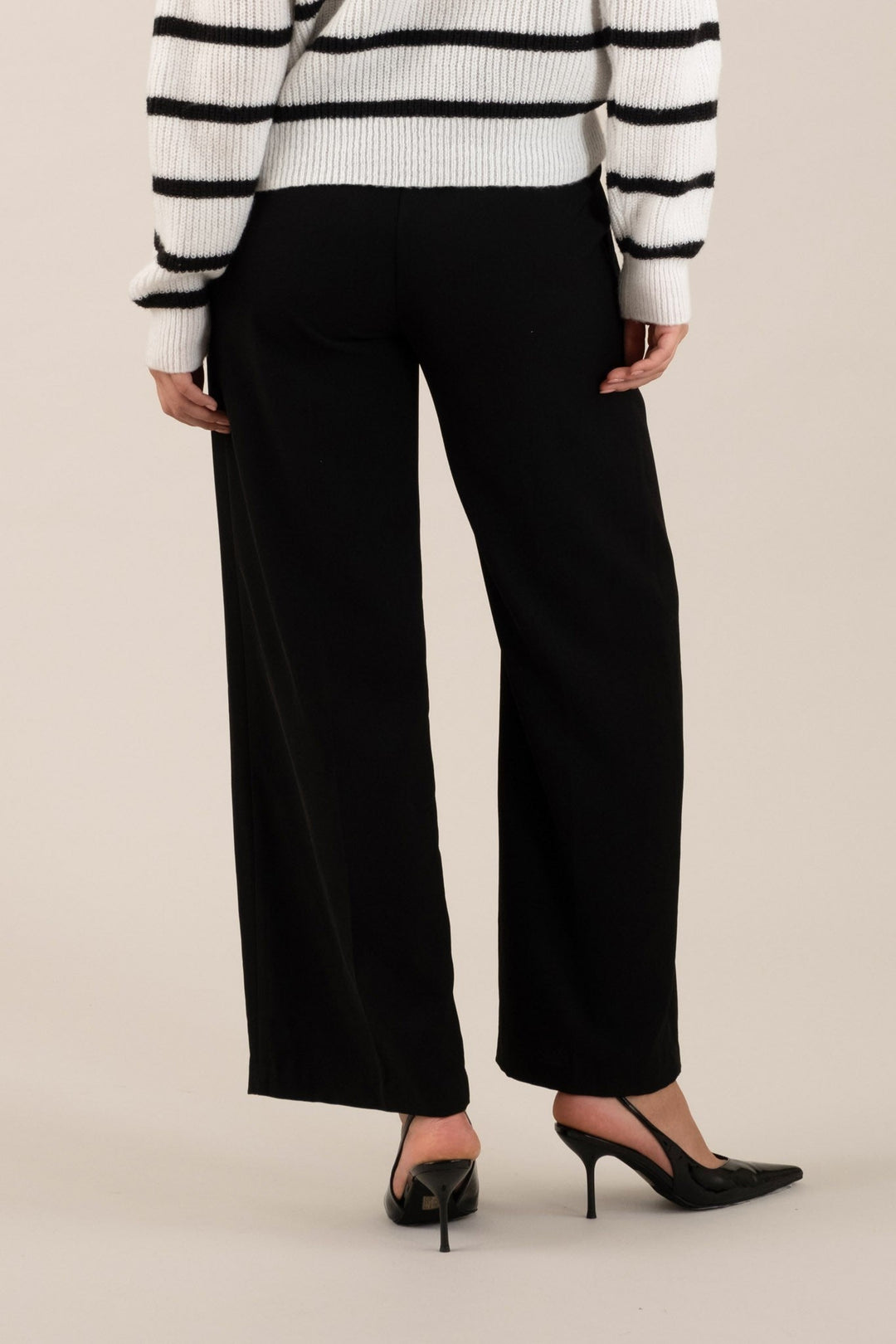 Black High Waist Pleated Wide Leg Dress Pants - STYLED BY ALX COUTUREPants