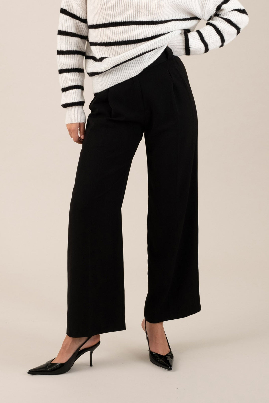 Black High Waist Pleated Wide Leg Dress Pants - STYLED BY ALX COUTUREPants