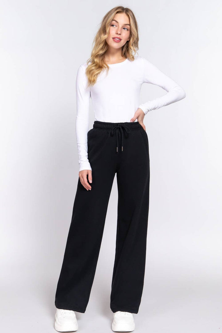 Black Inner Fleece Straight Leg Joggers - STYLED BY ALX COUTUREPants