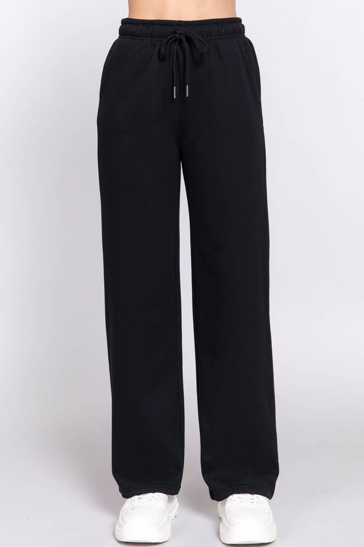 Black Inner Fleece Straight Leg Joggers - STYLED BY ALX COUTUREPants
