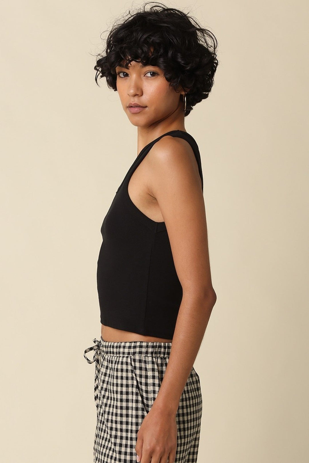 Black Jane Ribbed Scoop Neck Crop Tank - STYLED BY ALX COUTURETops