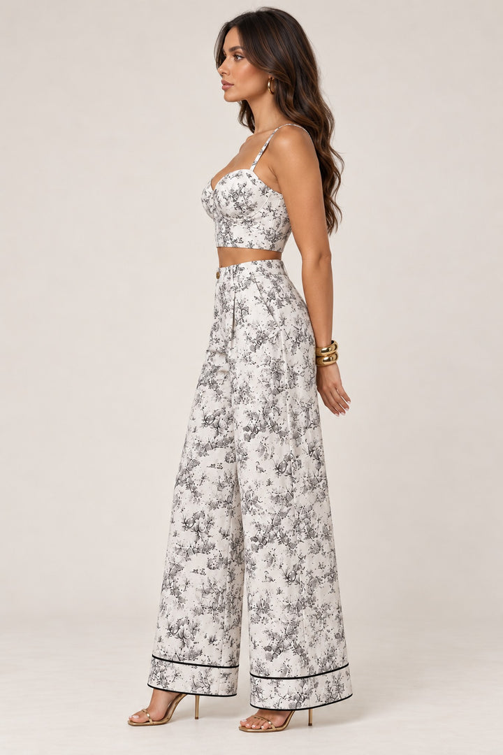 Jungle print corset pant set, side view