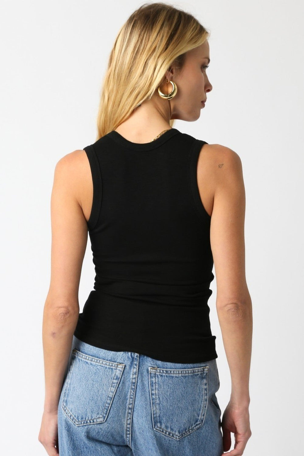 Black Kelsey Ribbed Scoop Neck Tank Top - STYLED BY ALX COUTURETops