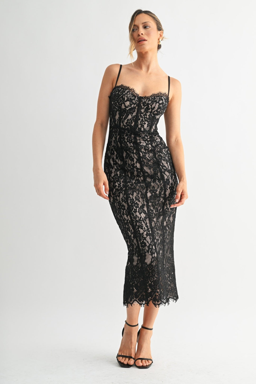 Black Lace Corset Midi Dress STYLED BY ALX COUTURE Black Lace Corset Midi Dress STYLED BY ALX COUTURE