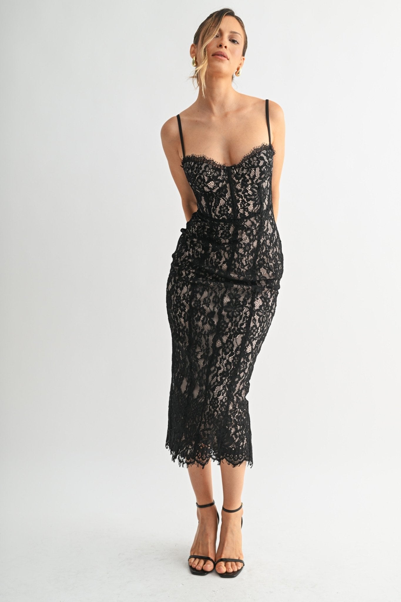 Black Lace Corset Midi Dress | ALX Couture – STYLED BY ALX COUTURE