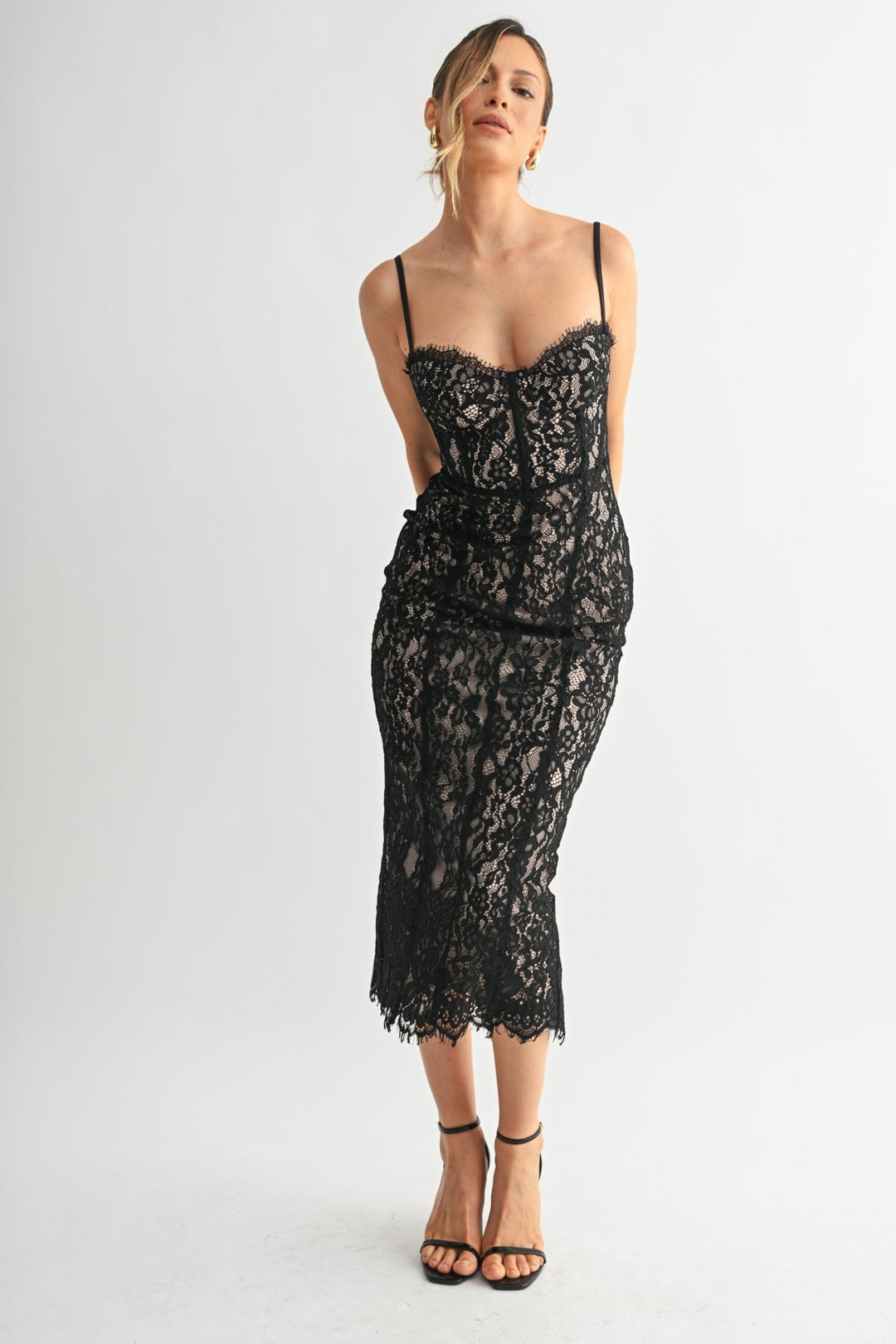 Black Lace Corset Midi Dress Black Lace Corset Midi Dress