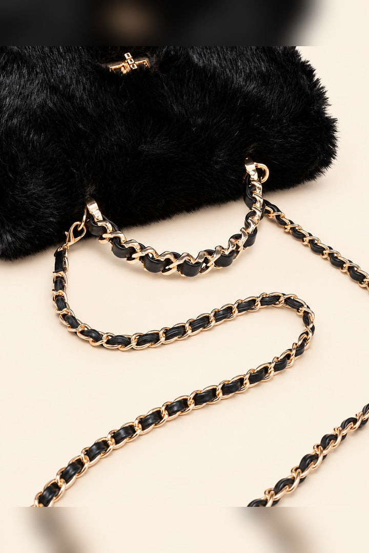 Black Lulu Fur Crossbody - STYLED BY ALX COUTUREHandbags