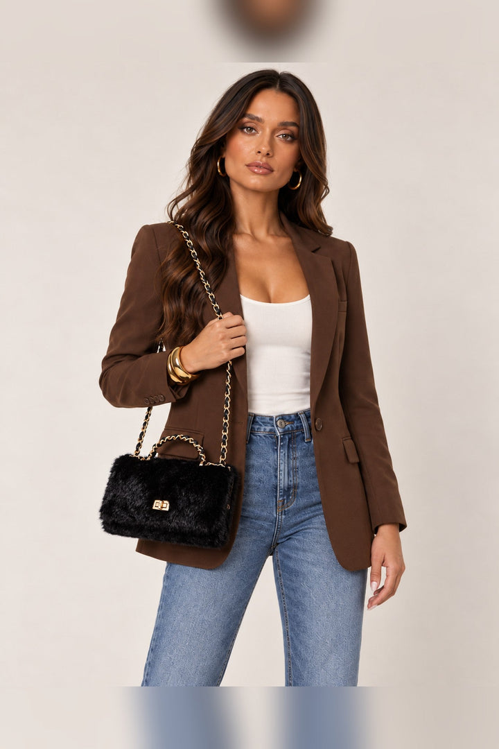 Black Lulu Fur Crossbody - STYLED BY ALX COUTUREHandbags
