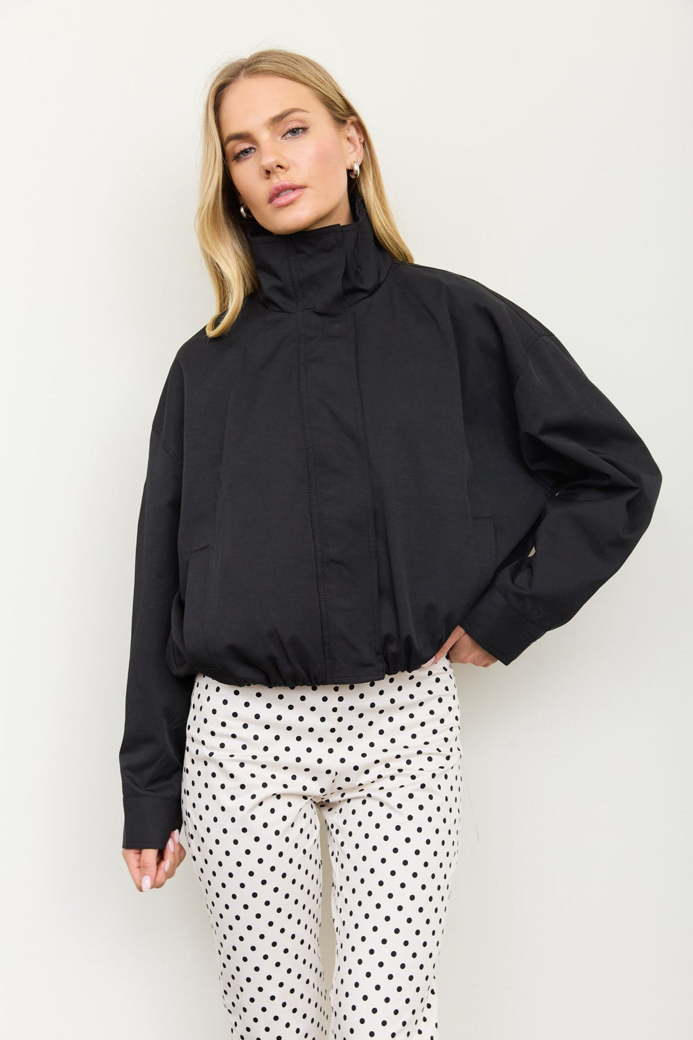 Black Mock Neck Zip Jacket - STYLED BY ALX COUTUREJackets & Coats