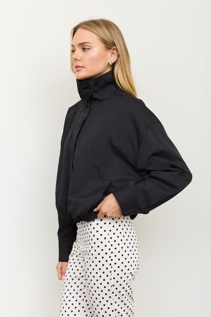 Black Mock Neck Zip Jacket - STYLED BY ALX COUTUREJackets &amp; Coats