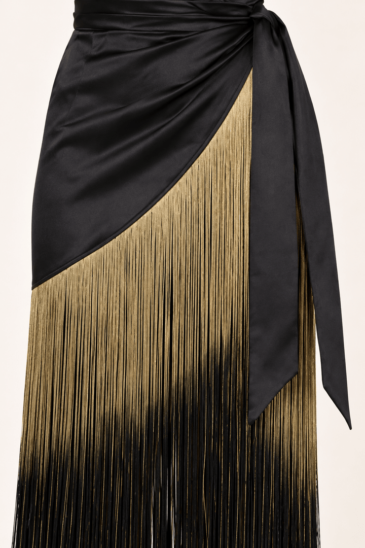 Black Ombre Fringe Halter Dress - STYLED BY ALX COUTUREDresses