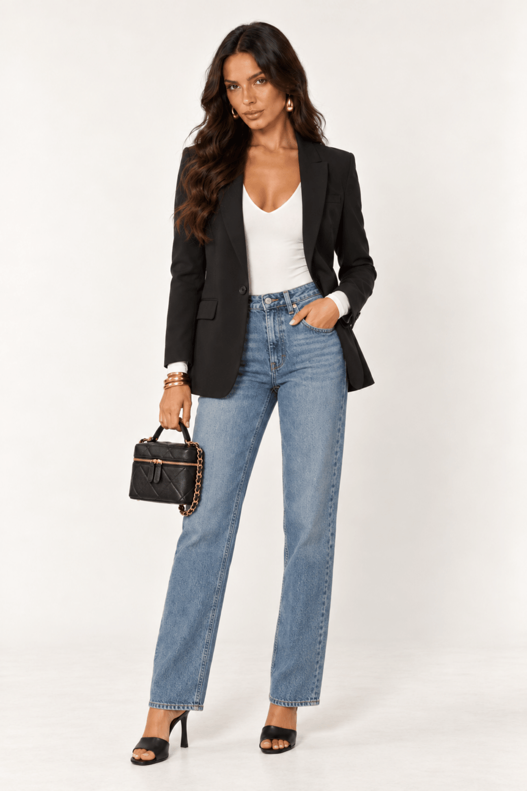 Black One Button Boyfriend Blazer - STYLED BY ALX COUTUREBlazers