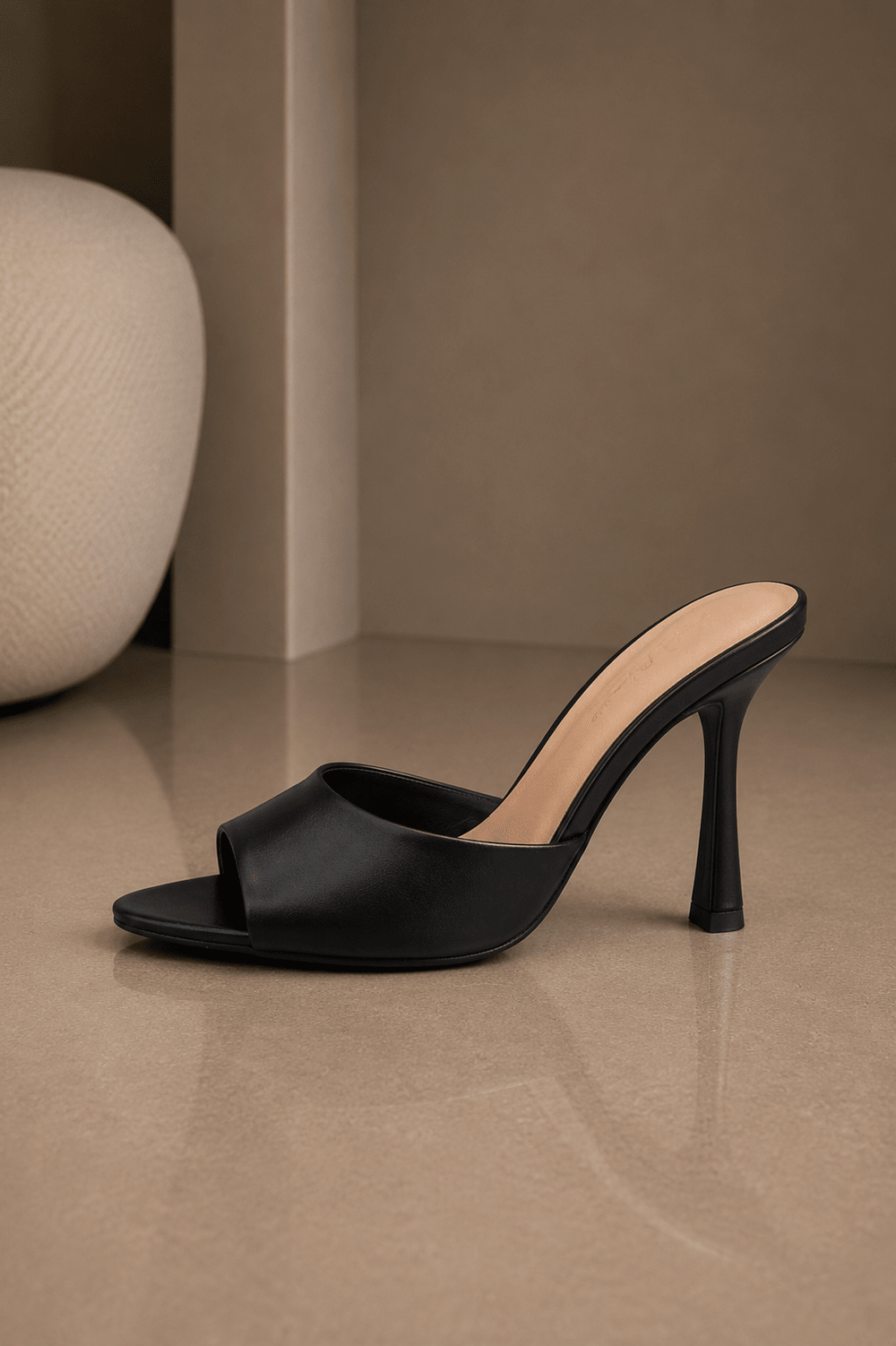 Black Open Point Toe Mule Heels - STYLED BY ALX COUTURESHOES