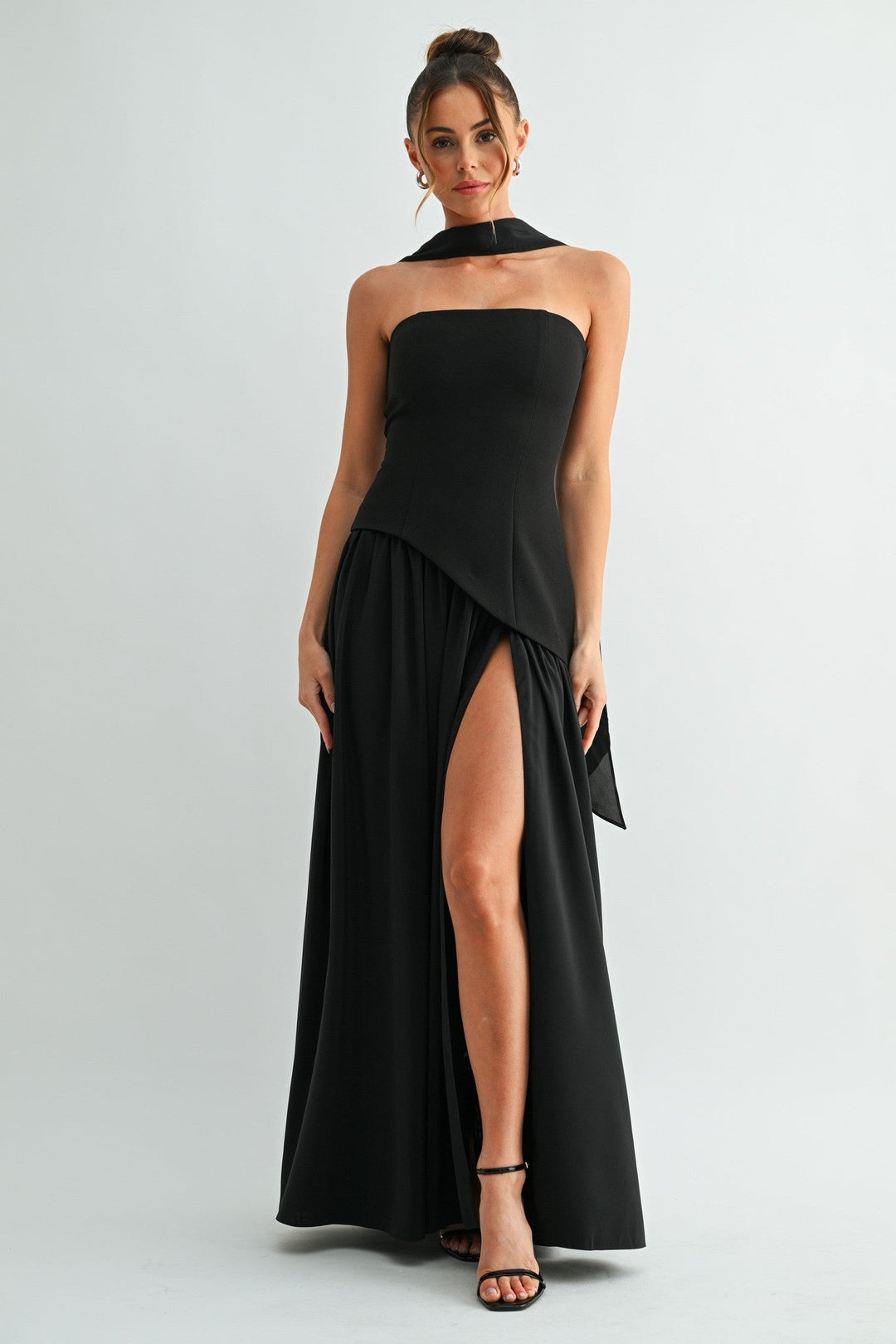 Black Parisian Lace-Up Maxi Dress - STYLED BY ALX COUTUREDresses