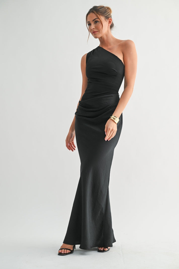Black Sable Asymmetrical Maxi Dress - STYLED BY ALX COUTUREDresses