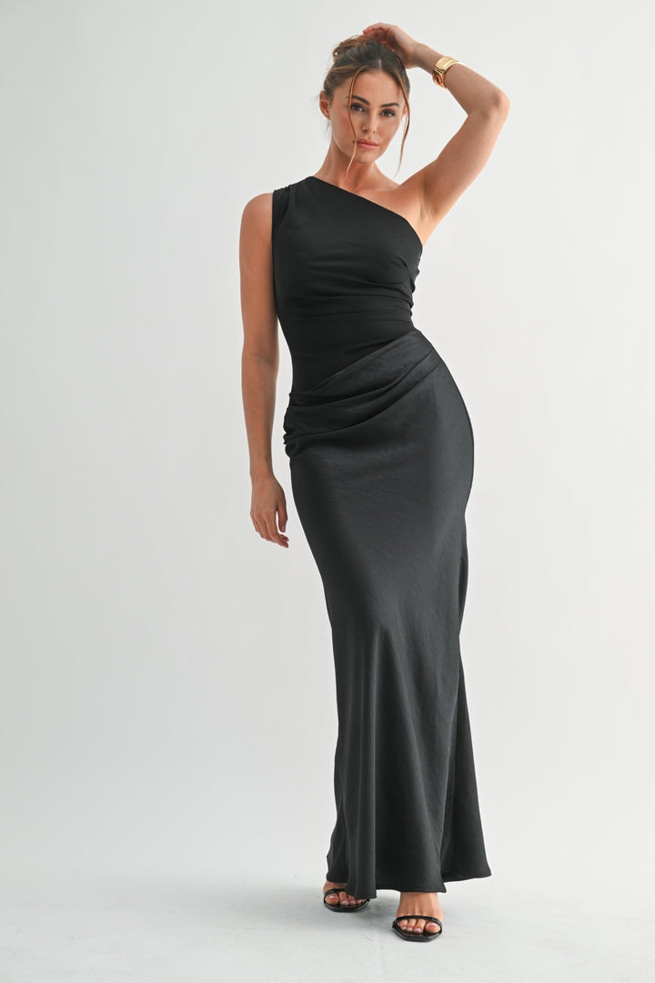Black Sable Asymmetrical Maxi Dress - STYLED BY ALX COUTUREDresses