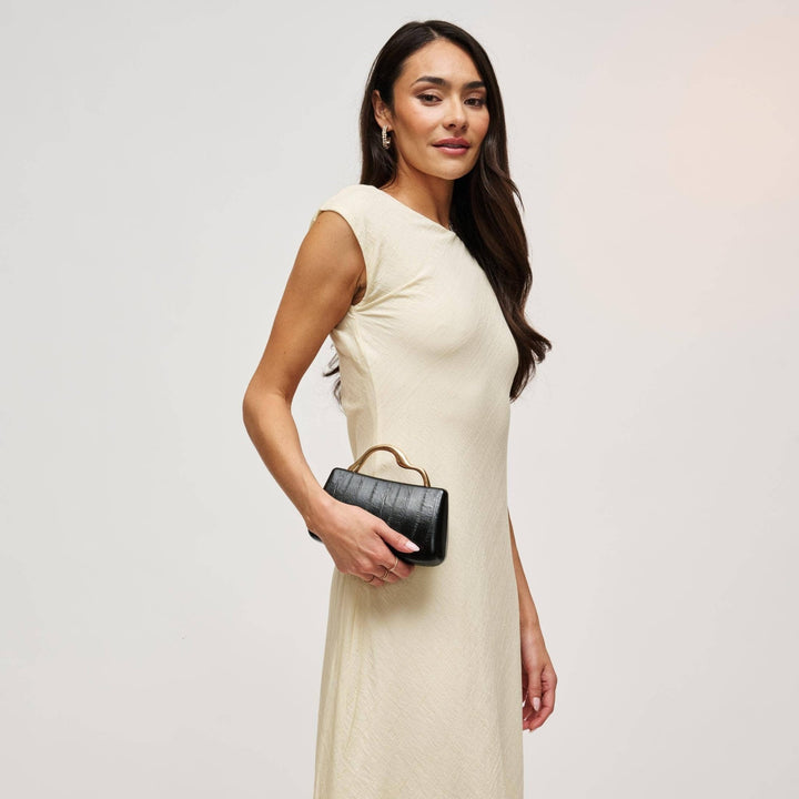 Black Sculpted Handle Clutch - STYLED BY ALX COUTUREHandbags
