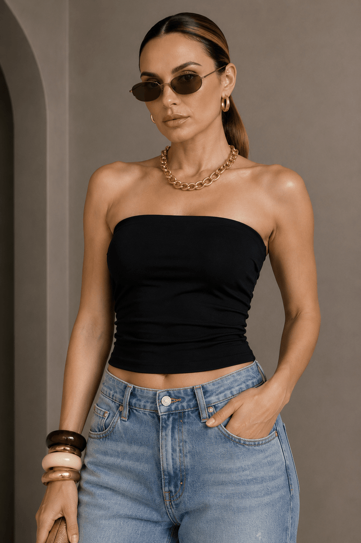 Black Seamless Tube Top - STYLED BY ALX COUTURETOPS