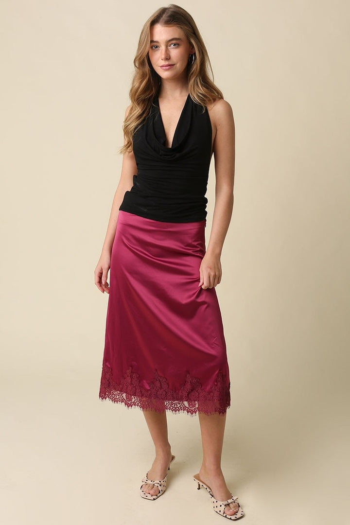 Black Sofia Cowl Neck Open Back Halter Top - STYLED BY ALX COUTURETops