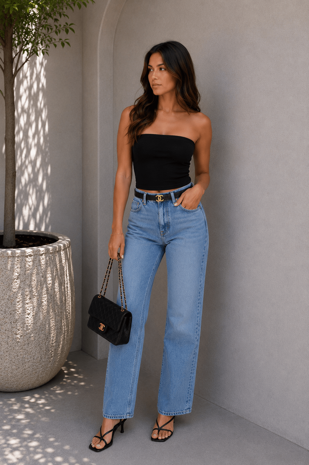 Black Strapless Fold Over Knit Cropped Sweater Top - STYLED BY ALX COUTURETOPS