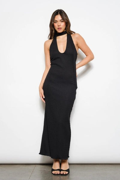 Black Textured Knit Maxi Dress Black Textured Knit Maxi Dress