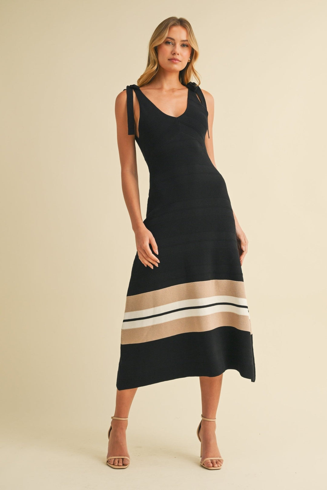 Black Tie Strappy Peplum Midi Dress STYLED BY ALX COUTURE Black Tie Strappy Peplum Midi Dress STYLED BY ALX COUTURE