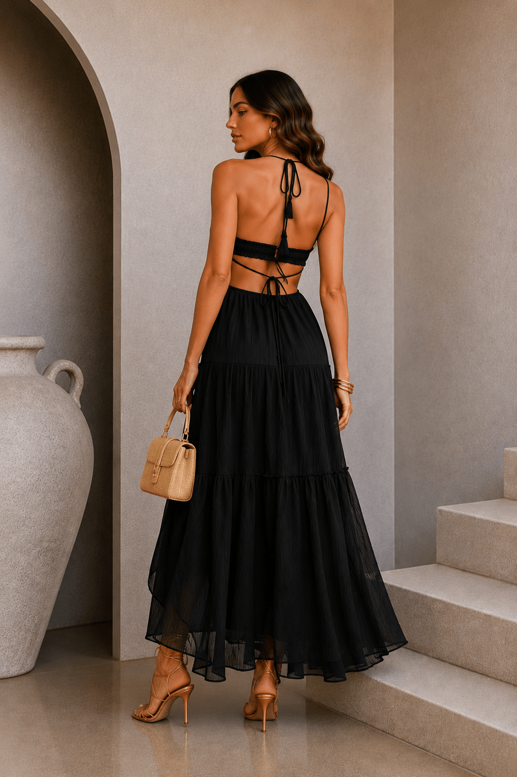 Black Tiered Maxi Dress - STYLED BY ALX COUTUREDresses