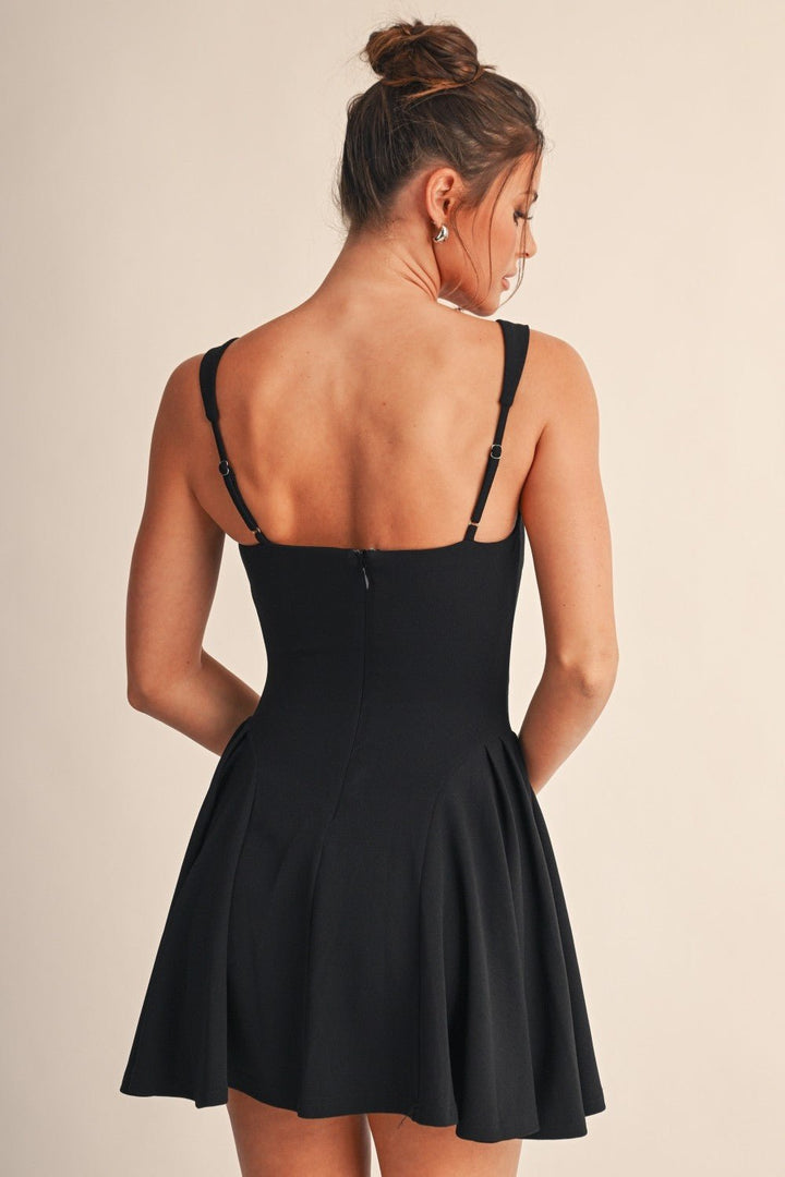 Black Vivienne Pleated Mini Dress - STYLED BY ALX COUTUREDresses