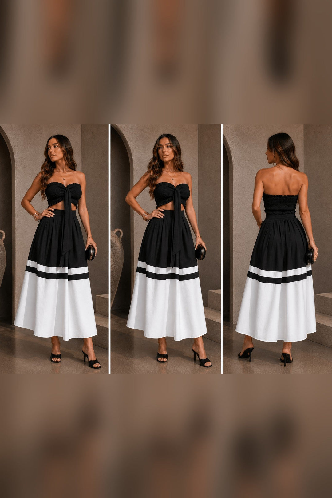 Black White Culotte Set - STYLED BY ALX COUTUREOutfit Sets