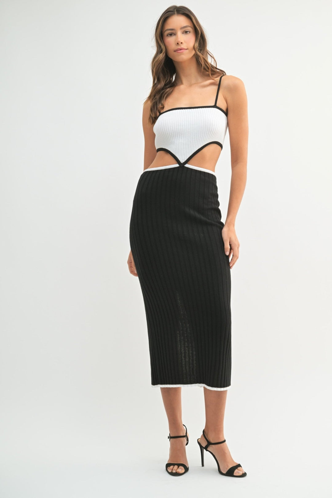 Black & White Cut Out Midi Dress STYLED BY ALX COUTURE Black & White Cut Out Midi Dress STYLED BY ALX COUTURE
