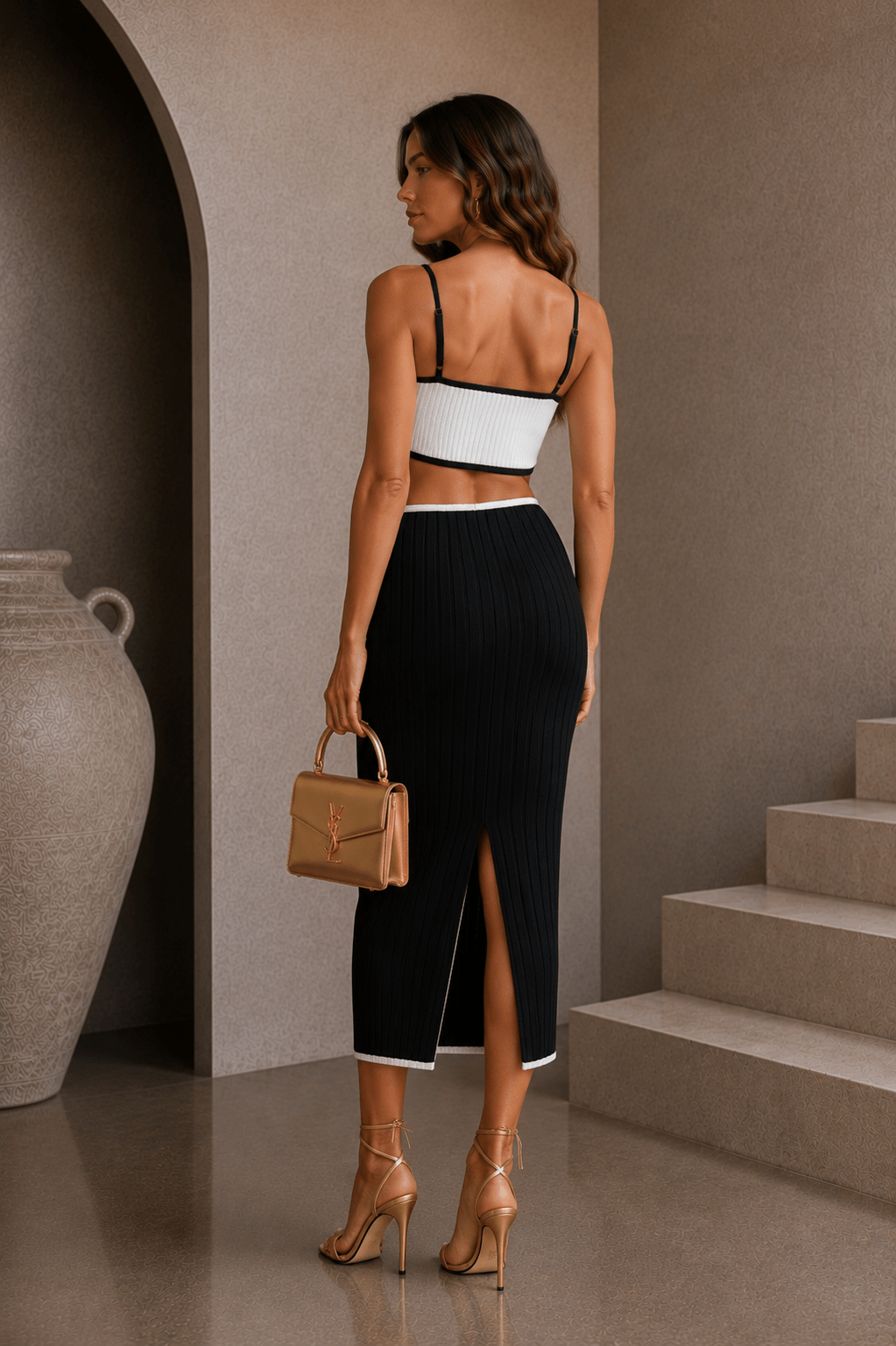 Black & White Cut Out Midi Dress - STYLED BY ALX COUTUREDresses