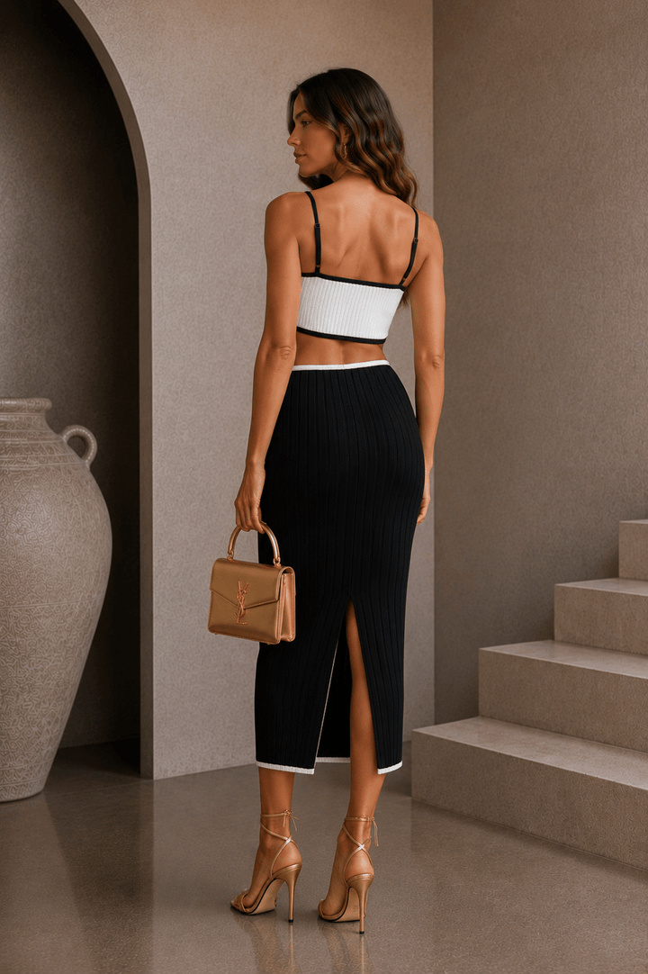 Black & White Cut Out Midi Dress - STYLED BY ALX COUTUREDresses
