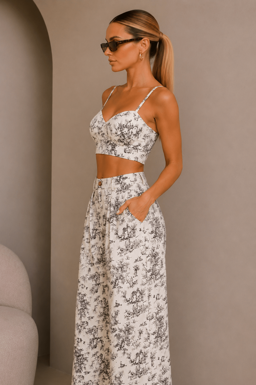 Black & White Jungle Print Corset Pant Set - STYLED BY ALX COUTUREOutfit Sets