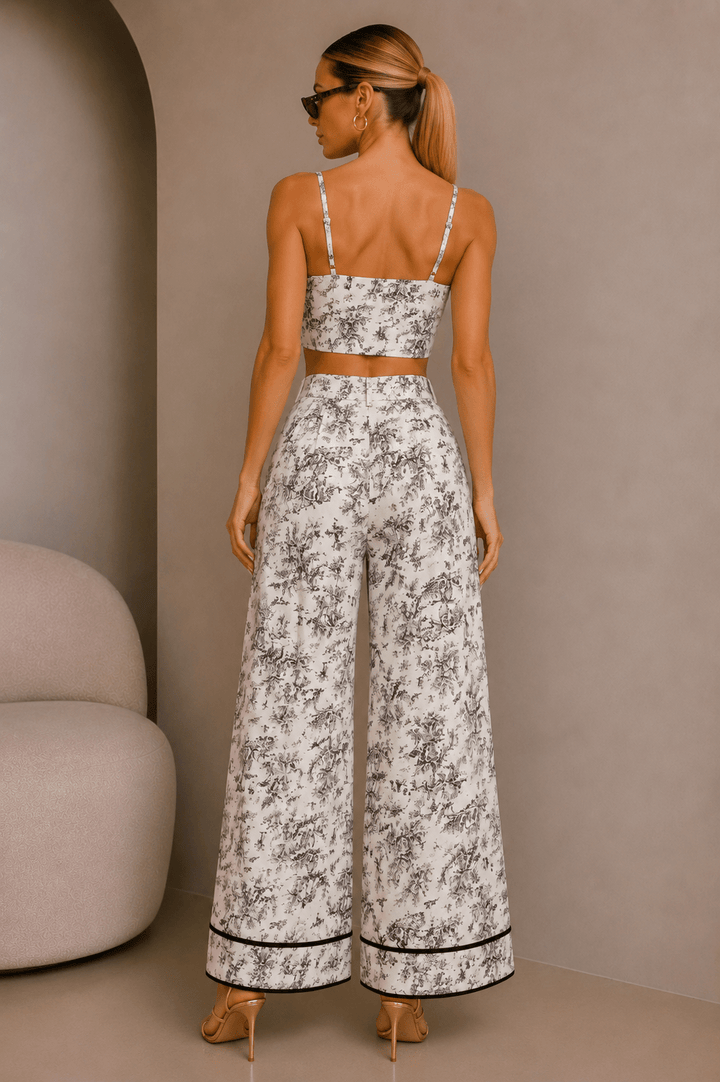 Black & White Jungle Print Corset Pant Set - STYLED BY ALX COUTUREOutfit Sets