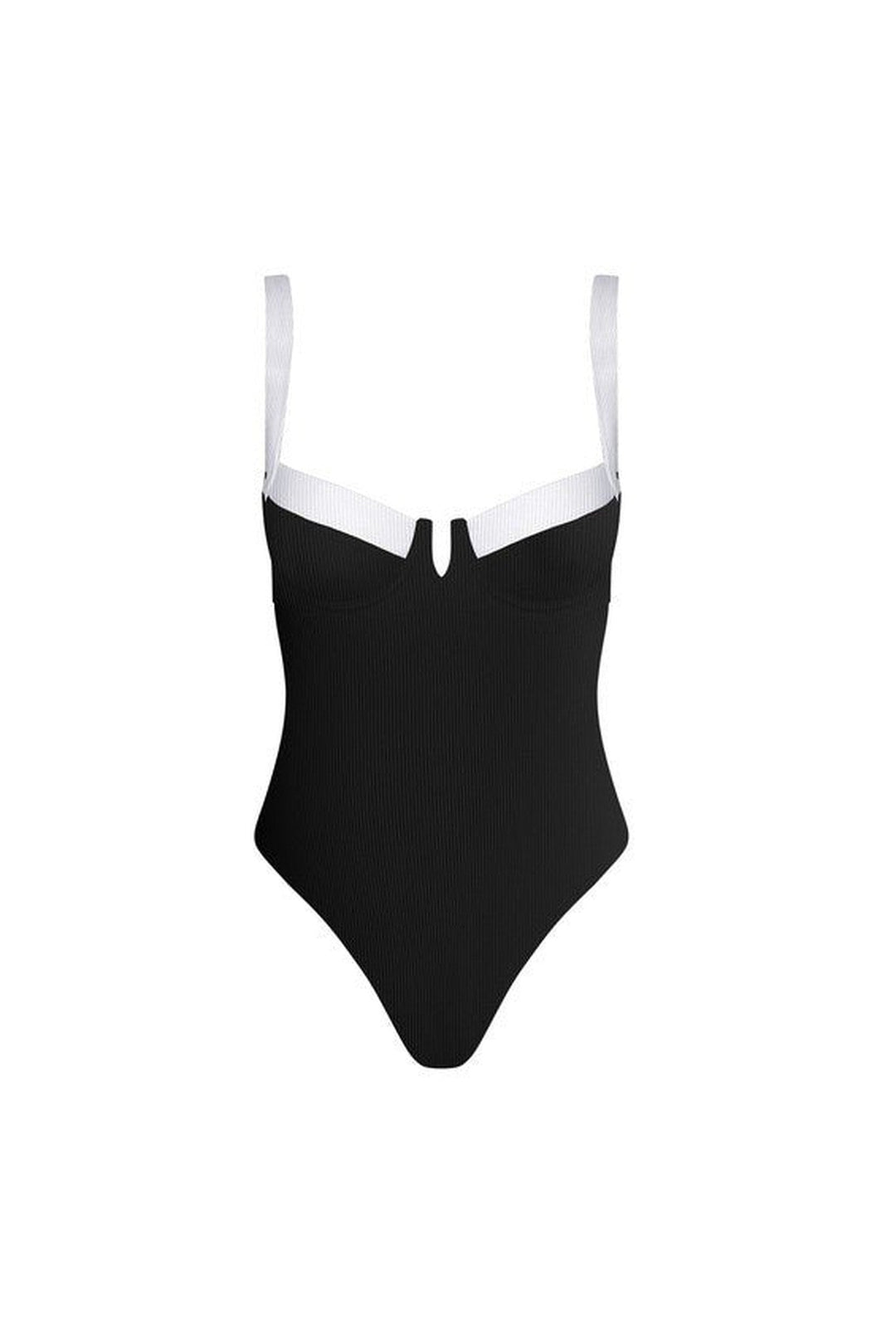 Black &amp; White One Piece Swimsuit - STYLED BY ALX COUTURESwimwear