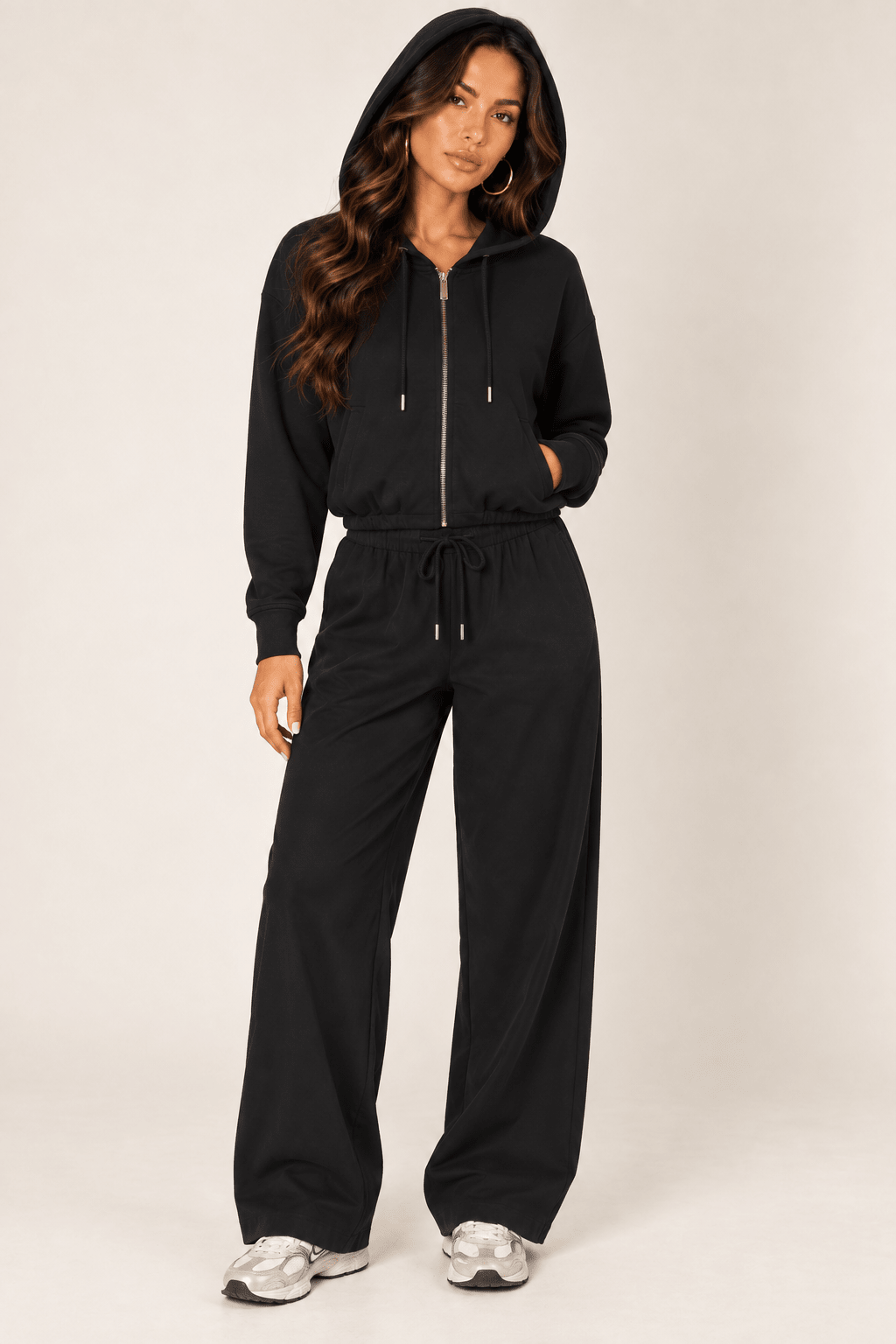 Black Wide Leg Drawstring Sweatpants - STYLED BY ALX COUTUREPants