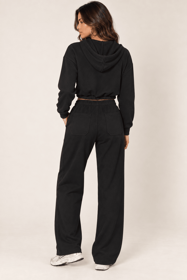 Black Wide Leg Drawstring Sweatpants - STYLED BY ALX COUTUREPants