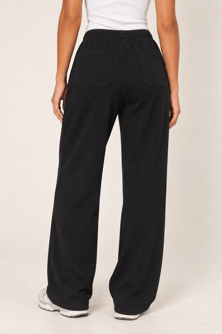 Black Wide Leg Drawstring Sweatpants - STYLED BY ALX COUTUREPants