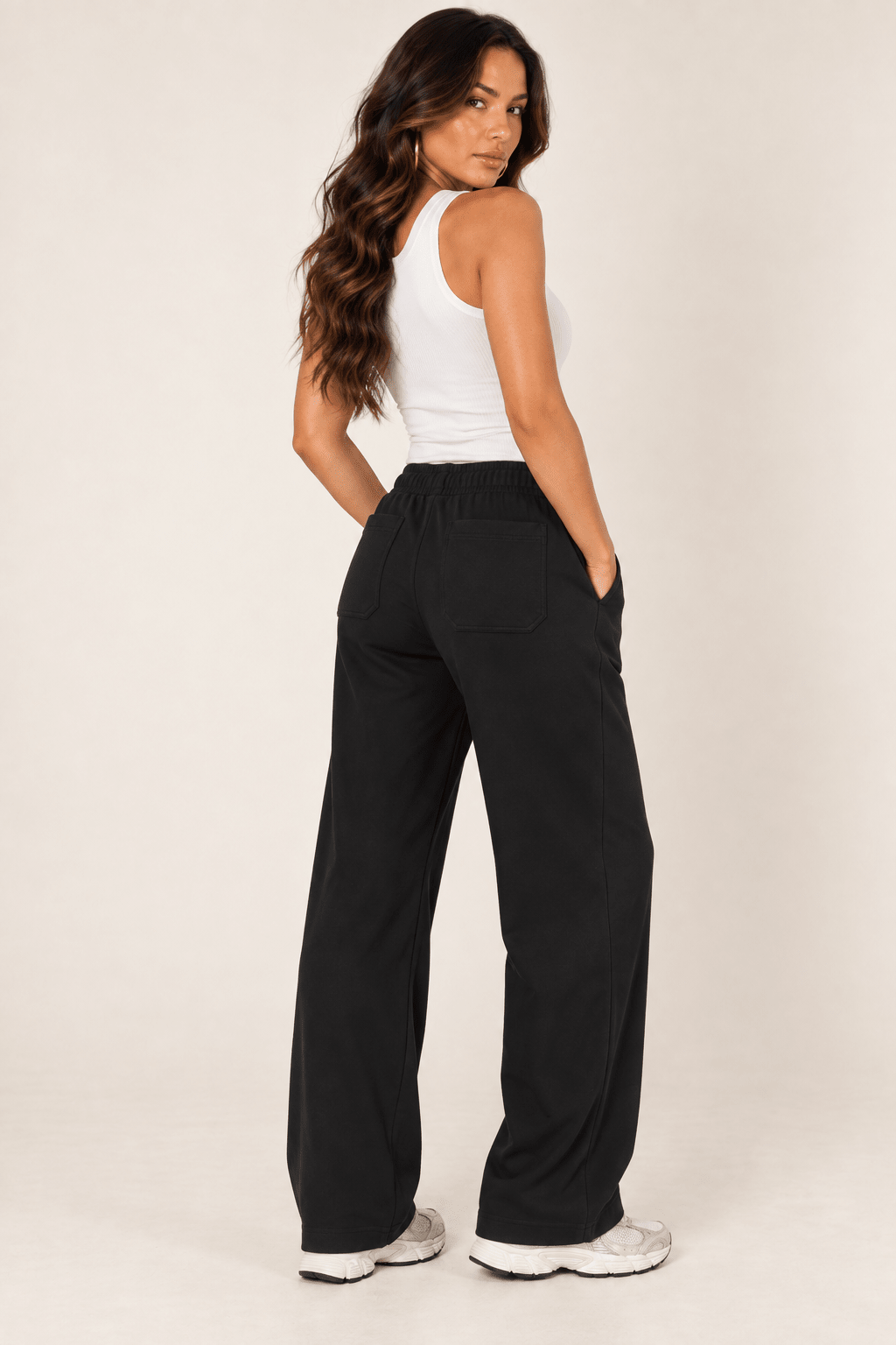 Black Wide Leg Drawstring Sweatpants - STYLED BY ALX COUTUREPants